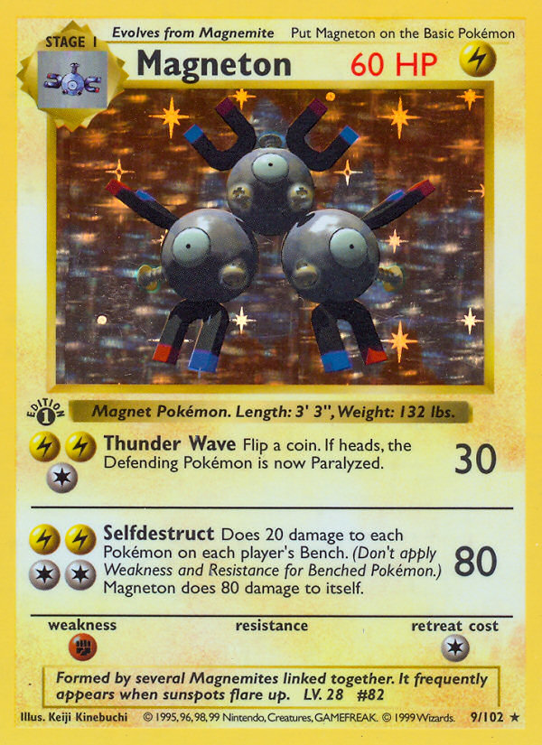 Magneton (9/102) (Shadowless) [Base Set 1st Edition] | Dumpster Cat Games