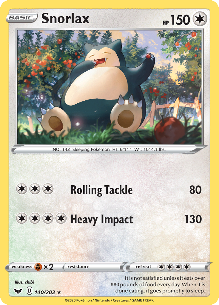 Snorlax (140/202) [Sword & Shield: Base Set] | Dumpster Cat Games