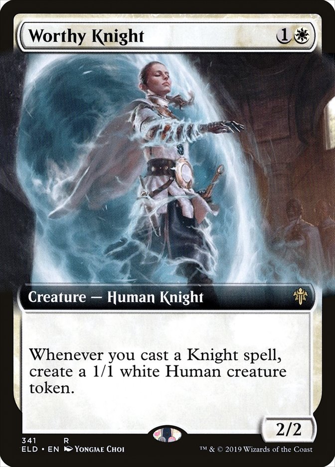 Worthy Knight (Extended Art) [Throne of Eldraine] | Dumpster Cat Games