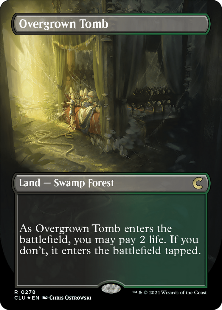 Overgrown Tomb (Borderless) [Ravnica: Clue Edition] | Dumpster Cat Games