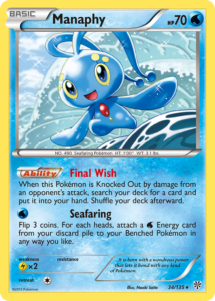 Manaphy (34/135) [Black & White: Plasma Storm] | Dumpster Cat Games