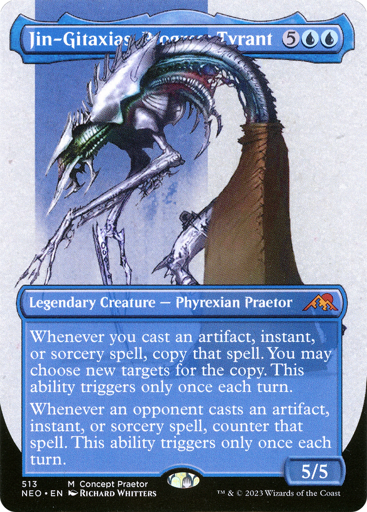 Jin-Gitaxias, Progress Tyrant (Borderless Concept Praetors) [Phyrexia: All Will Be One] | Dumpster Cat Games