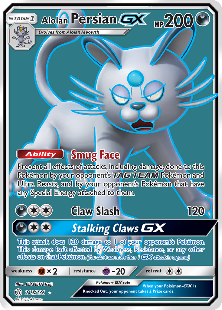 Alolan Persian GX (219/236) [Sun & Moon: Cosmic Eclipse] | Dumpster Cat Games