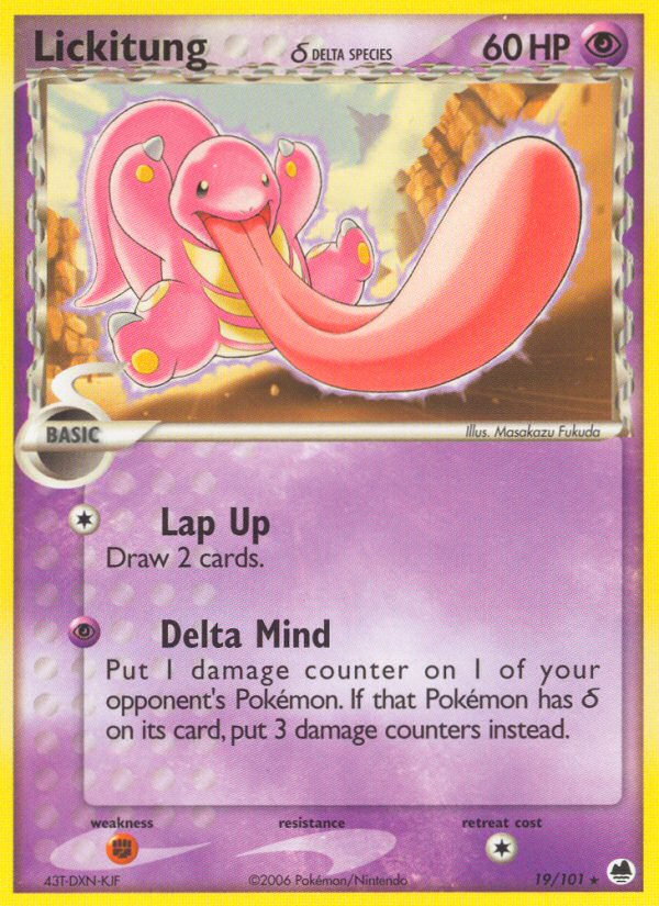 Lickitung (19/101) (Delta Species) [EX: Dragon Frontiers] | Dumpster Cat Games