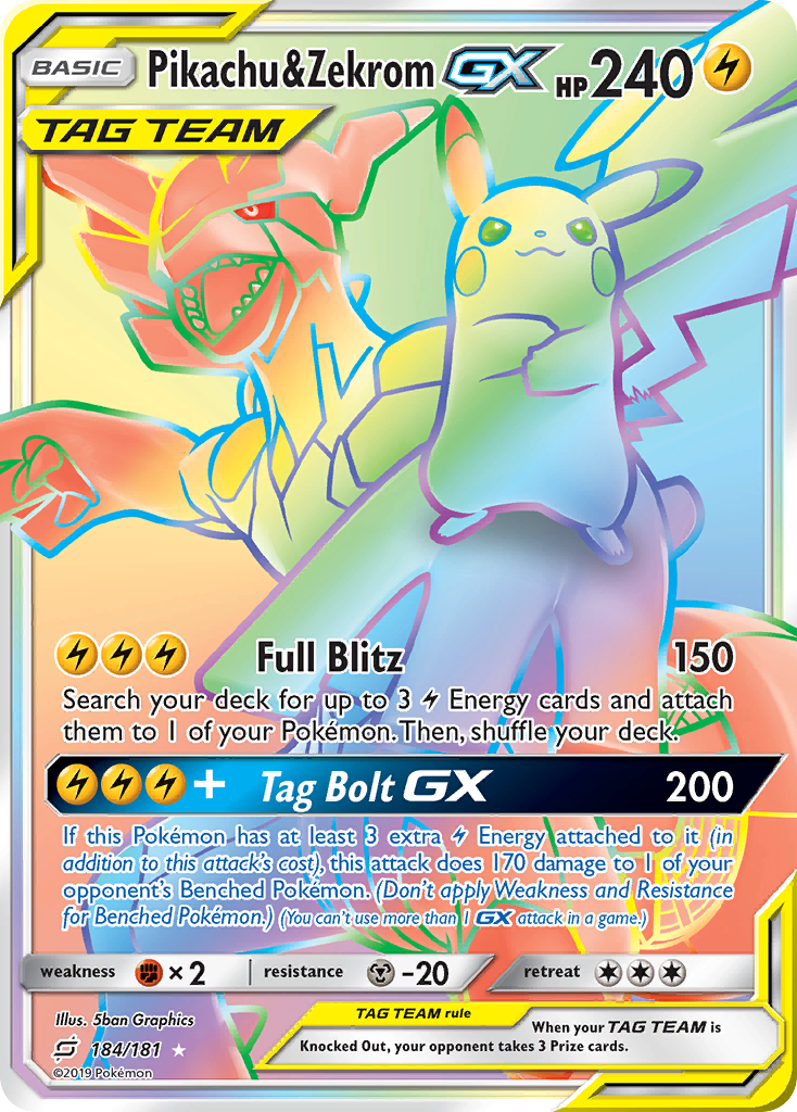 Pikachu & Zekrom GX (184/181) [Sun & Moon: Team Up] | Dumpster Cat Games