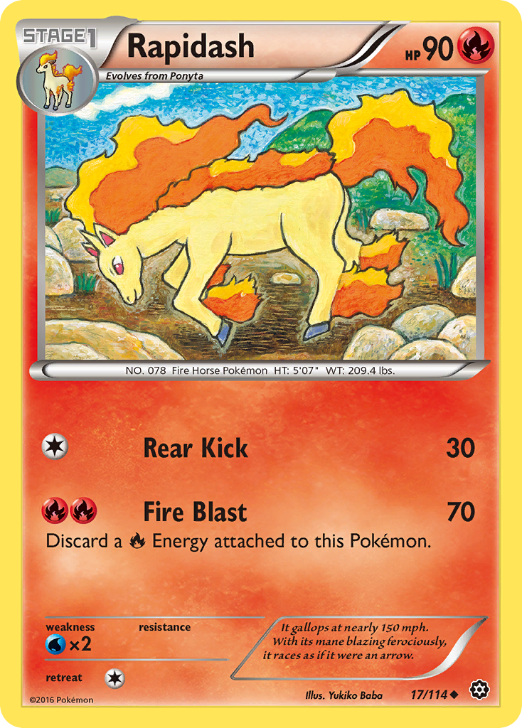 Rapidash (17/114) [XY: Steam Siege] | Dumpster Cat Games