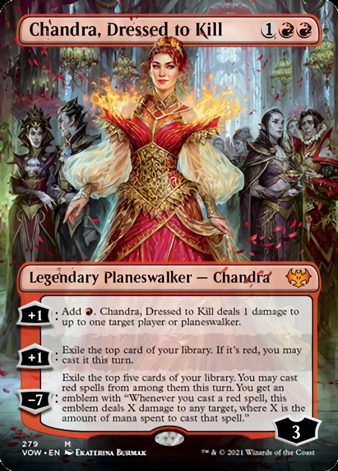 Chandra, Dressed to Kill (Borderless) [Innistrad: Crimson Vow] | Dumpster Cat Games