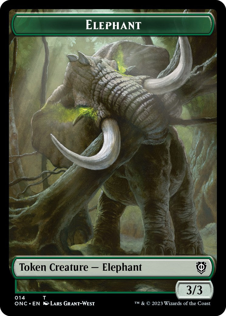 Human Soldier // Elephant Double-Sided Token [Phyrexia: All Will Be One Commander Tokens] | Dumpster Cat Games