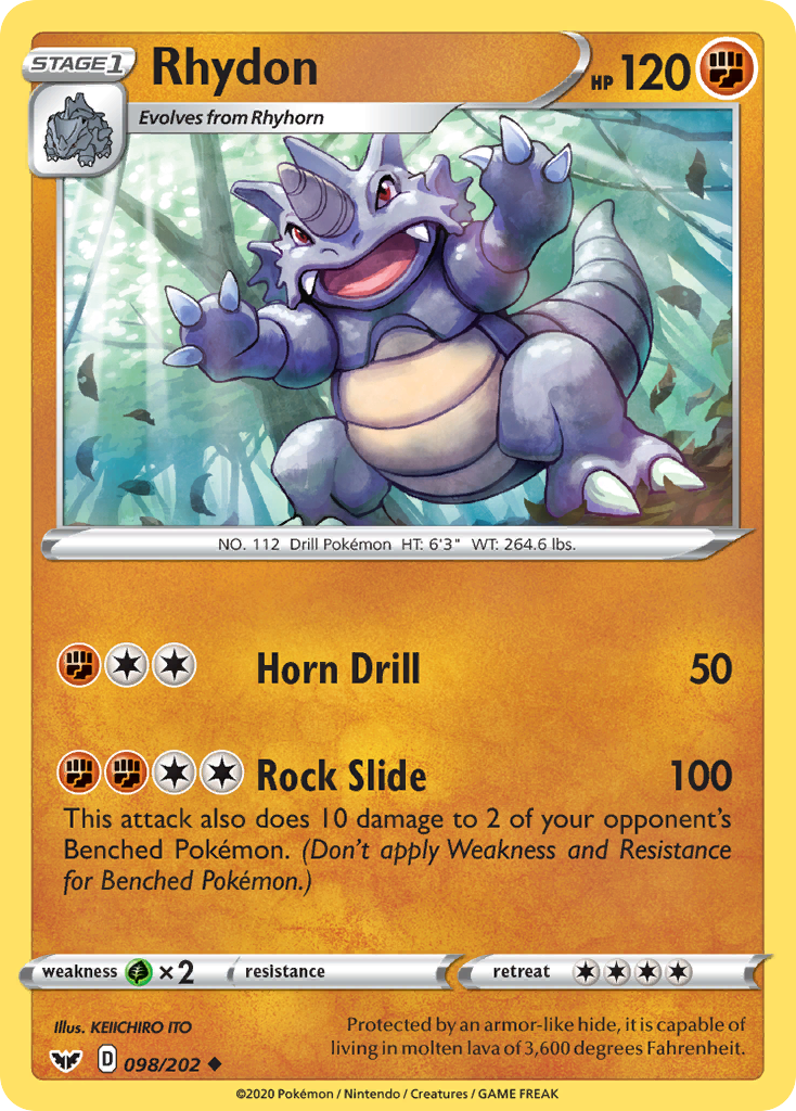 Rhydon (098/202) [Sword & Shield: Base Set] | Dumpster Cat Games