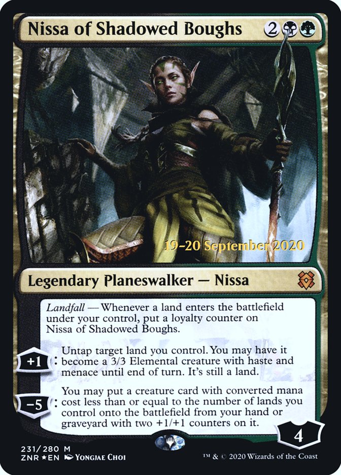 Nissa of Shadowed Boughs  [Zendikar Rising Prerelease Promos] | Dumpster Cat Games