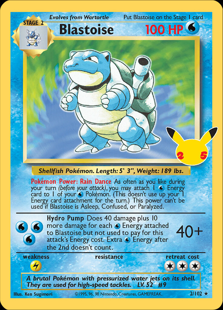 Blastoise (2/102) [Celebrations: 25th Anniversary - Classic Collection] | Dumpster Cat Games